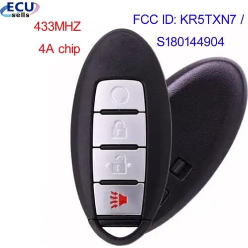 3+1B 433MHz Keyless-Go Smart Key For NISSAN 2019-2020 Pathfinder Titan Murano 4A CHIP / FCC ID: KR5TXN7 / S180144904