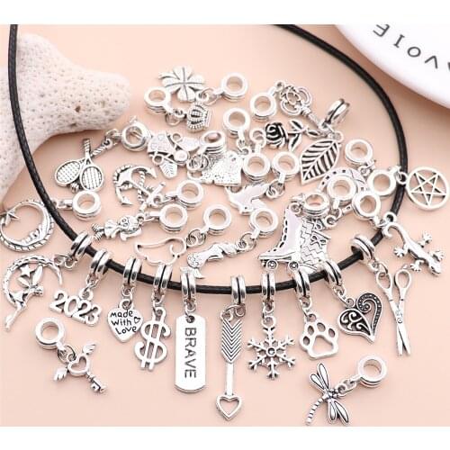 Mix 30pcs Brave Charm Pendants Vintage Beads Fit for Women Bracelets DIY Metal Jewelry Making