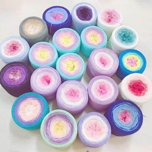 300g Rainbow Gradient Color Cake Yarn Organic Cotton Blend Yarn DIY Spring/Summer Crochet Skirt Lace Line Hand-Woven Soft Yarn