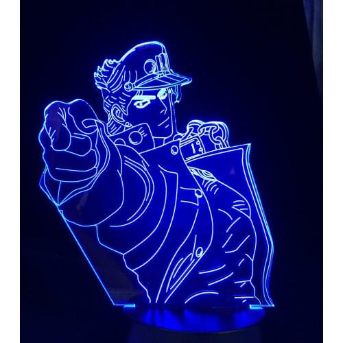 Anime JoJo Bizarre Adventure Jotaro Kujo 3D Light for Birthday Gift Bedroom Decor Light for Jojo Manga Led Lamp Dropshipping
