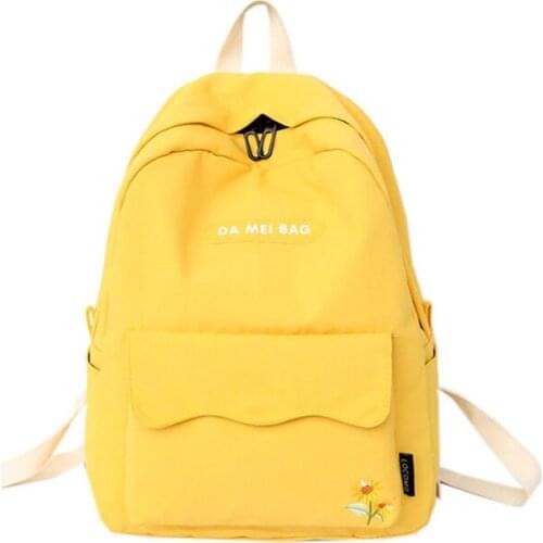 5PCS / LOT Sunflower Embroidery Women Backpack Girls School Backpacks For Teenagers Nylon waterproof Bookbag Mochilas