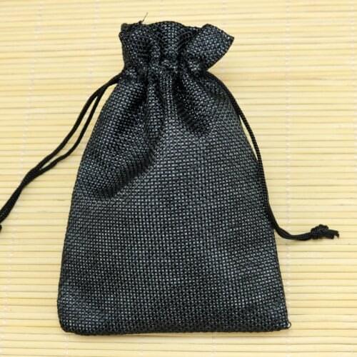 50 pcs 13x18cm Black cotton and Linen Sack Drawstring Jewelry storage Bags Wedding Party Candy Beads Gift Jute Bags
