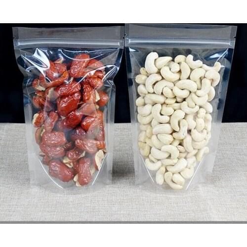 50pcs Stand Up Food Pouch Packaging Bag Clear Plastic Zip Lock Package Ziplock Reclosable Self Heat Seal Bag With Zipper
