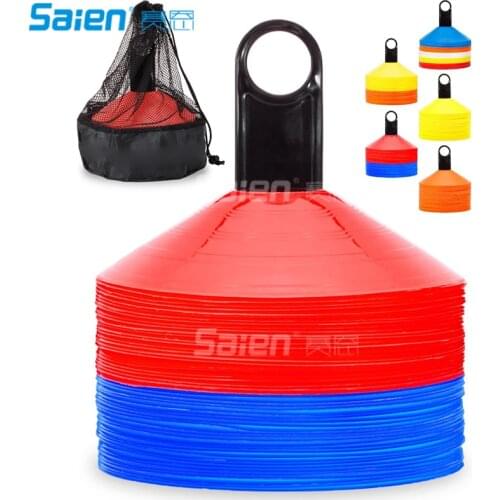 50 Pack Soccer Cones Disc Cone Sets with Holder and Bag for Training,Field Cone Markers Football,Kids,Sports