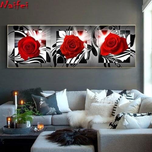 5d diy diamond painting abstract red rose full square round drill diamond embroidery rhinestones painting kit large home decor
