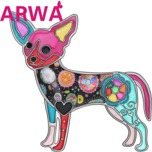 ARWA Enamel Alloy Floral Chihuahua Dog Brooches Cute Animal Clothes Scarf Jewelry For Women Girls Novelty Birthday Gift Charms
