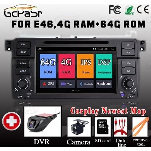 IPS DSP GPS 4GB 64G 1 Din Android 10 Car Radio Multimedia Player for BMW E46 M3 Rover 75 Coupe 318/320/325/330/335 de 8 Core