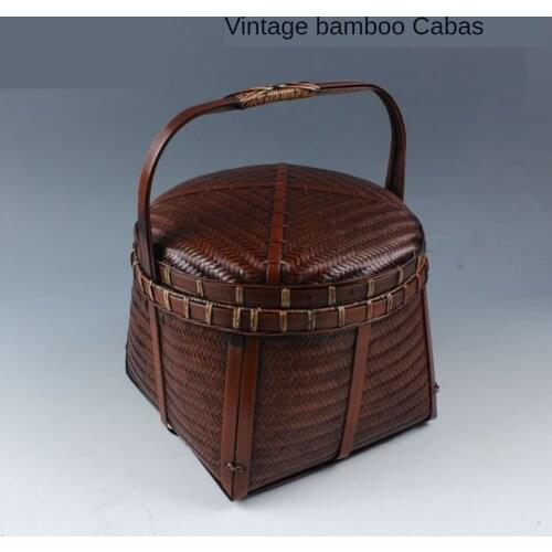 Retro bamboo basket shopping basket box tea storage box gift packaging basket