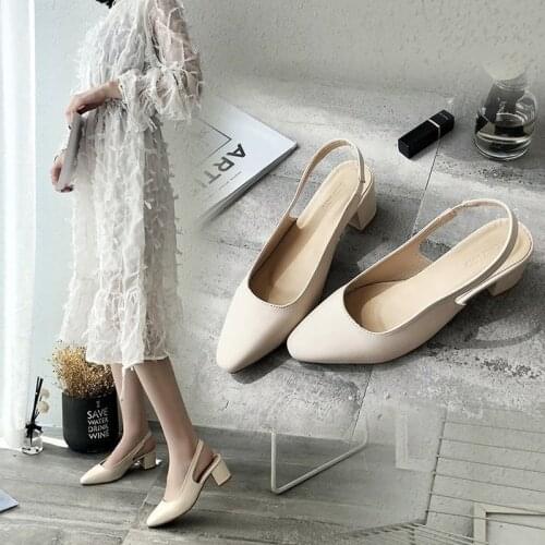 Baotou Sandals And Slippers Thick Heel Single Shoes Womens Square Toe Summer Mid-heel Womens Shoes Fashion Retro Sandals
