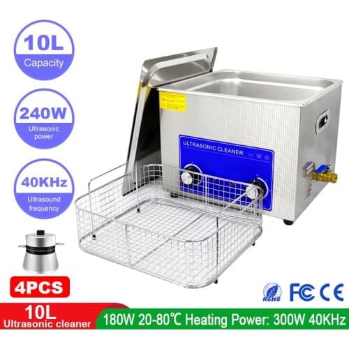 COMOPEZ Digital Ultrasonic Cleaner 10L Smart Stainless Steel Bath 40KHZ Timing 240W Heater 240W Adjustable Ultrasonic