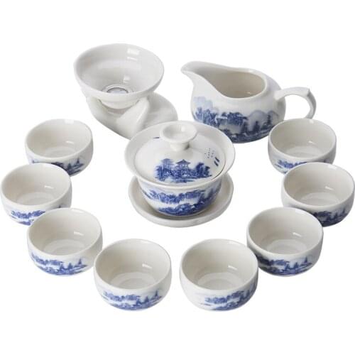 Jingdezhen China antique Kung Fu tea set teapot ceramic cover bowl cup porcelain home decoration ceremony gaiwan kettle teacup