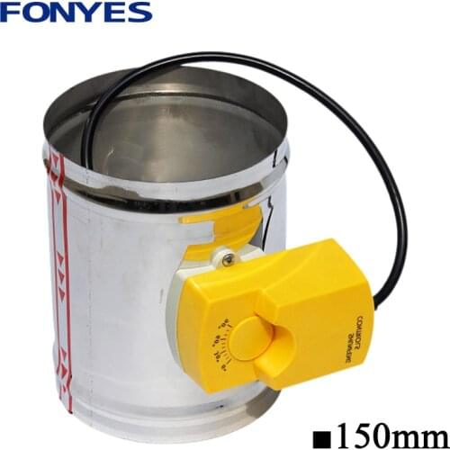 HVAC 150MM stainless steel air damper valve duct pipe adjustable air volume regulating electric three position check valve 220V