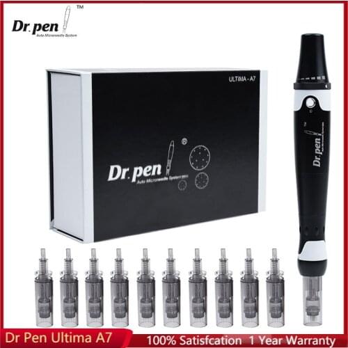 Dr Pen Ultima A7 with 12 Pcs Cartridges Wired Electric Microneedling Derma Pen Kit Doctor Pen Needle Device for Face Skin Care