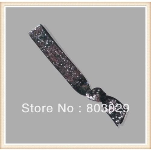 Elastic Charcoal Glitter Ribbon Hair Ties 5/8" Stretch Metallic Velvet Ribbon Hair Tie Women Hair Tie