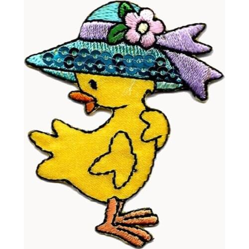 Duck Embroidery Emblem Made by Twill with Heat Cut Border and Iron On Backing Accept Custom and MOQ50pcs free shipping