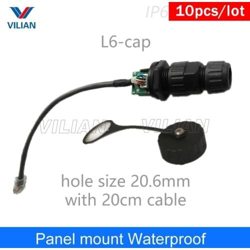M19 RJ45 gigabit Ethernet Connector IP67 protection waterproof adapter With 20cm cable panel mount interface for AP box 10 unit