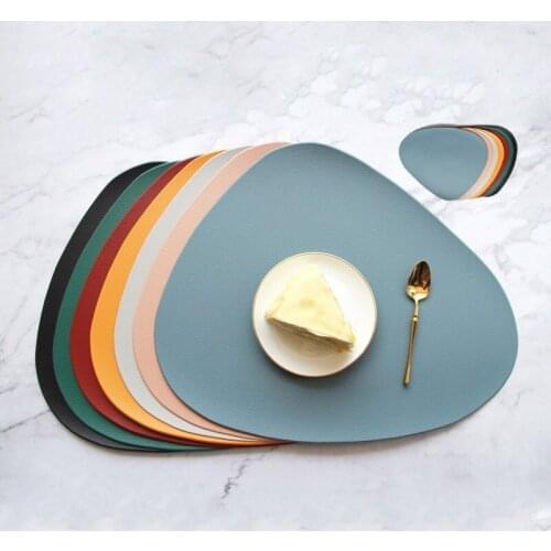 Ins Imitation Leather Dining Mat Oil-proof Water Resistant Heat Insulation Coaster Non-Slip Tableware Placemat Kitchen Supplies