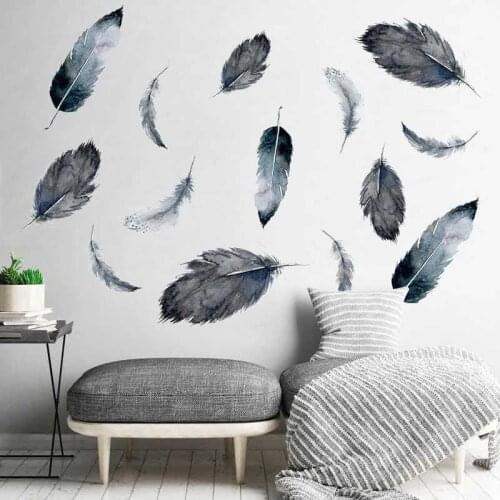 Creative stickers black feather wall sticker bedroom decor sofa background self-adhesive wall decor room decoration for home