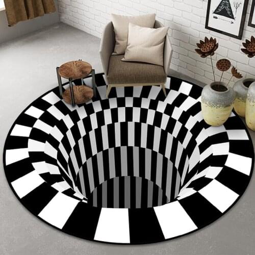 Round Carpet 3D Printed Area Clown Optical Llusion Rug Floor Pad Non-Slip Doormat For Living Room Bedroom Blanket Home Deco