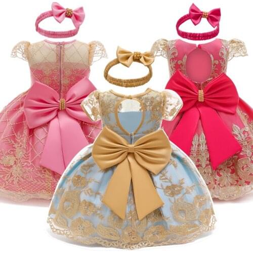 Summer Baby Girl Dress Bow Princess Dress Tutu Party Clothes Wedding Birthday Dress Newborn Christening Gowns Infant Vestidos