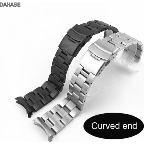 22mm 20mm Curved End Solid Stainless Steel Watch Band Matte Metal Strap Watchband Bracelet For Wrist Watch