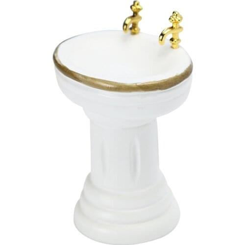 1/12 Scale Dollhouse Miniature Furniture Bathroom Washbasin Pretend Classic Toy, Gift for Kids Girls Boys