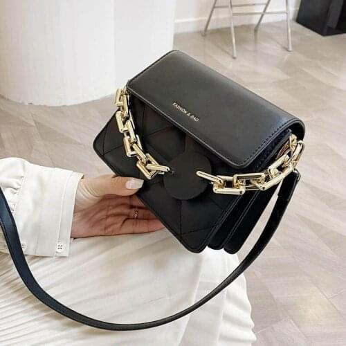 2021 Fashion Shoulder Bag Women Bags Thick Chain Handbag Solid Color Flap Clutches Pouch Luxury Female Crossbody Bag Hand Tote