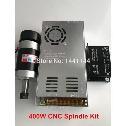 CNC Spindle Brushless 400W ER11 Collet Spindle Motor + Switching Power Supply + Motor Driver
