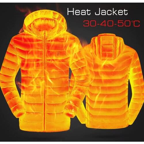 Men 2021 Winter New Warm USB Heating Fleece Jackets Parkas Smart Thermostat Detachable Hooded Heated Waterproof Jacket Clothing