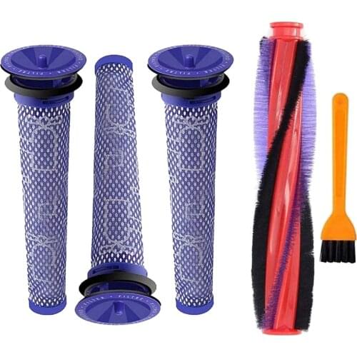 Replacement Accessory Kit 3 Pack Pre HEPA Filters and 1 Pack Brush Bar for Dyson V6 DC59 DC62 SV03 Vacuum Cleaner
