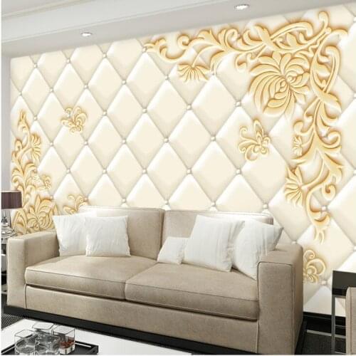 TV background video wall wallpaper 3D stereo relief mural decoration living room European luxury wallpaper bedroom wall