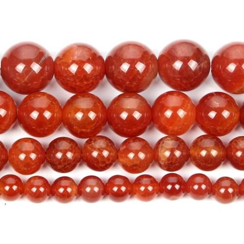 Natural Stones Beads Red Carnelian Onyx Cracked Agates Gems Round Loose Beads For jewelry Making Needlework DIY Bracelets 4-12MM