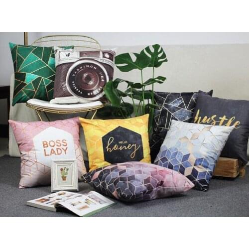 Cushion Cover Throw Pillow Case Cover Plaid Geometric Color New Cotton Pillowcase Home