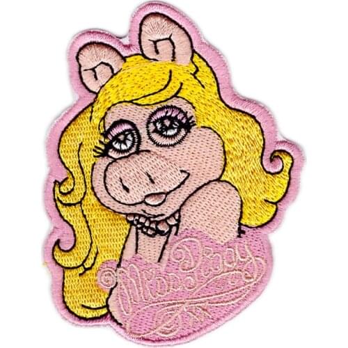 New Design The Muppets Miss Piggy Cartoon Embroidered Girls Iron On Applique Patch