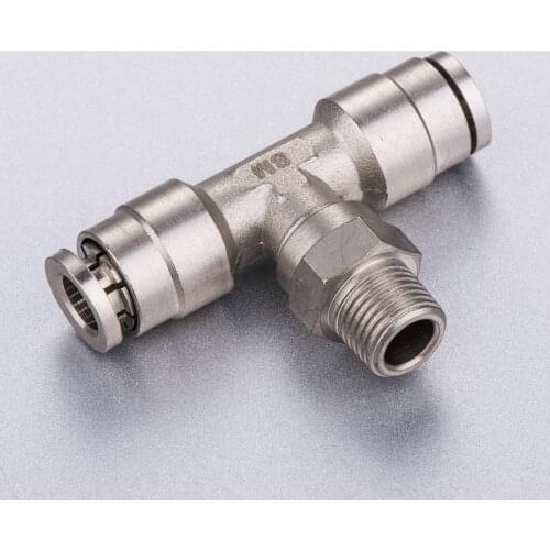 Air Connector Fitting T Shape Tee 6 8 10 12 4mm Hose Pipe to 1/8" 1/4" 3/8" 1/2" BSPT Male Thread Pneumatic brass Connector