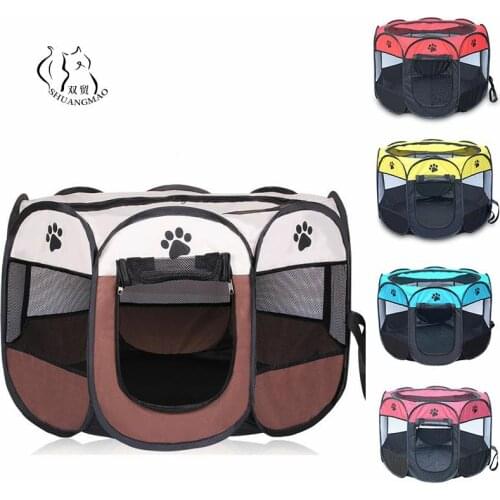 Hot Outdoor pet Octagonal dog Fence Portable Folding Pet Tent Dog House Cage Dog Cat Tent Playpen Puppy Kennel sofa Supplies