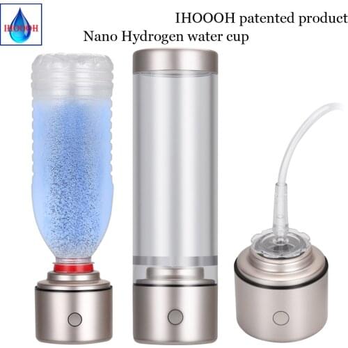 Portable Nano High Hydrogen Rich Water Generator Bottle ORP Alkaline Pure H2 Maker Ionizer Rechargeable Electrolysis Cup 5000PPB