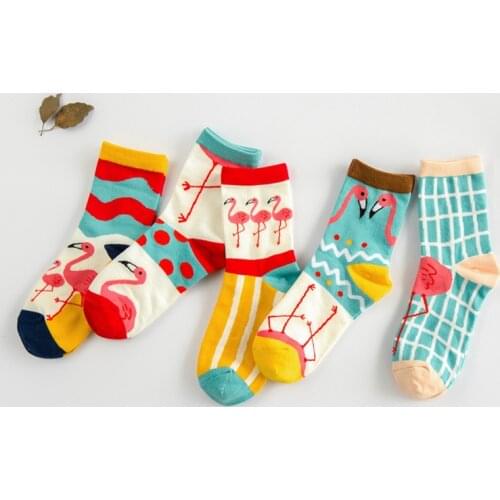 3D Print Casual Socks Flamingo Women Durable Socks Cute Low Cut Ankle Sock Cartoons Casual Type Teenager Socks 1pair=2pcs ms22