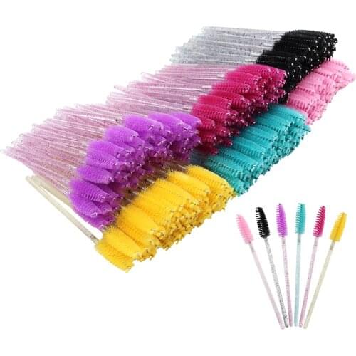 250pcs Eyelash Mascara Brushes Crystal Eyelash Brushes Mascara Wands Applicator Eye Lashes Extension Eyebrow and Makeup Tool