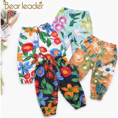 Bear Leader Toddler Baby Pants New Fashion Kids Spring Flowers Print Pants Children Casual Clothing Newborn Boys Soft Trousers