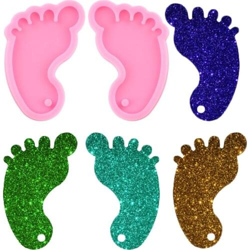 2 Pieces Baby Foot Silicone Mold Necklace Jewelry Epoxy Resin Molds Custom Keychain Mould Charms Moulds Cake Decorating Tools