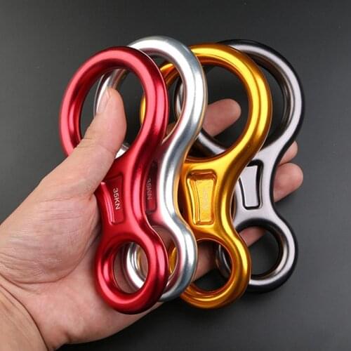 Rock Climbing 8-Shape Eight Ring Abseiling Device 35KN Descender Belay Rappelling Carabiner Downhill Descent Kit for Outdoor