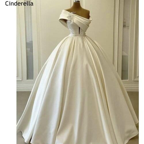 Wedding Dresse Elegant One Shoulder High Quality Satin Crystal Accessory Wedding Dresses With Lace Up Back vestido de noiva