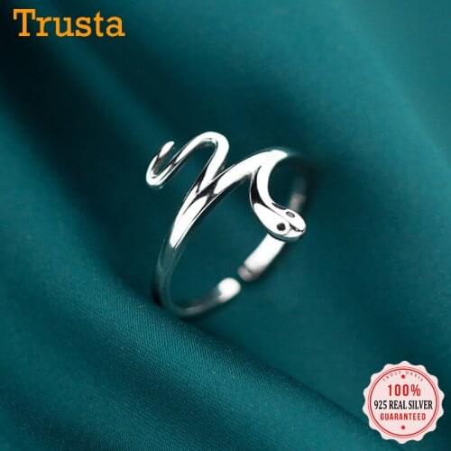 TrustDavis 2021 New 925 Sterling Silver Fashion Opening Rings Size Snake Cocktail Ring For Women Wedding Party Jewelry DA162