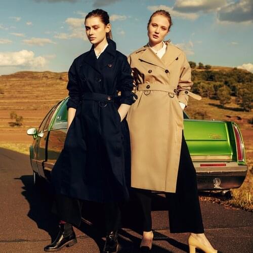 Camel Double Breasted Windbreaker Womens Middle Long Over Knee 2021 Spring New Korean Small Slim Foreign Style Coat