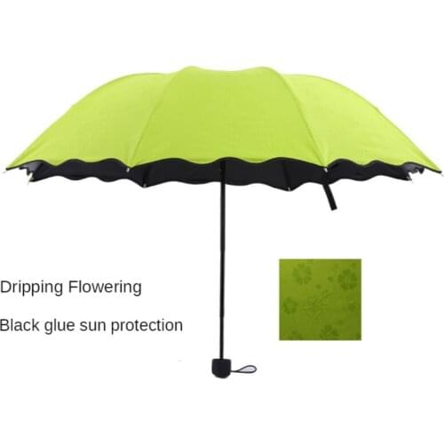 Lotus Leaf Edge Drop Water Blossom Sunny Umbrella Vinyl Strong Anti-ultraviolet Sun Umbrella Creative Three-fold Umbrella