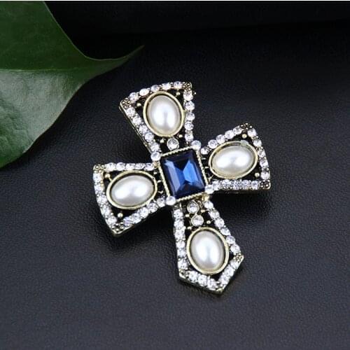Vintage Cross Pins For Women Men Crystal Crucifix Pins Lapel Pin Everyday Jewelry Best Friend Gift