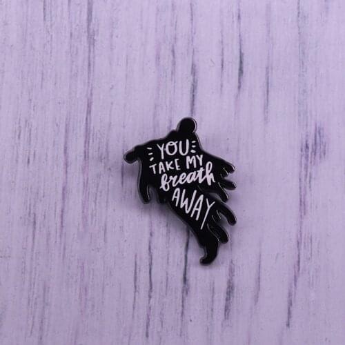 You take my breath away collar pin romantic puns love badge