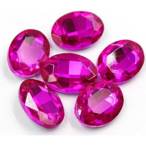 Various Size Hot Pink Color Oval Shape Hand Craft Pointback Rhinestones Glass DIY Crystal Rhinestone Garment Dress Decoration