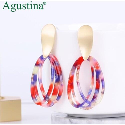 Agustina women cross earrings fashion jewelry drop earrings red acrylic geometry earrings dangle earring kpop boho wholesale